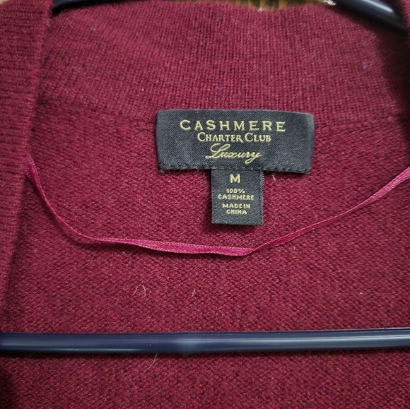 Cashmere Charter Club Luxury Maroon Cardigan Medium - Picture 4 of 5